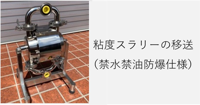 粘性スラリーの移送（禁水禁油防爆仕様）
