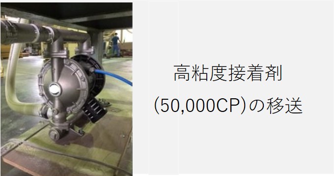 高粘度接着剤（50,000CP）の移送